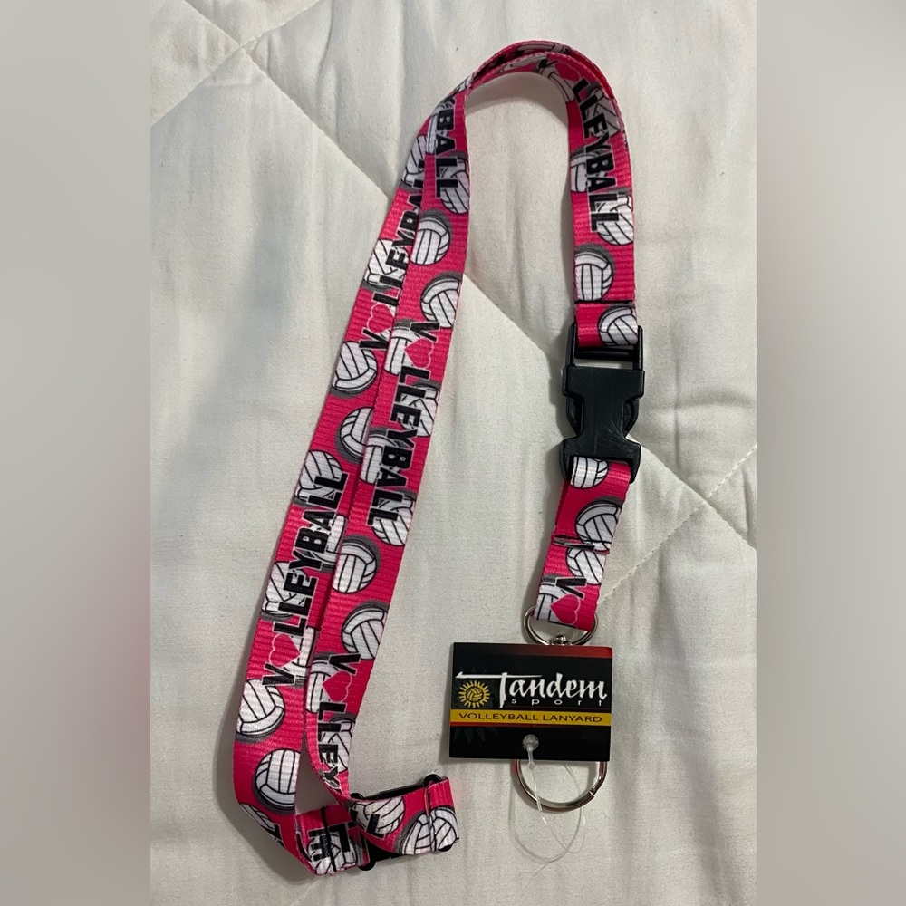 Pink Volleyball Lanyard Key Holder